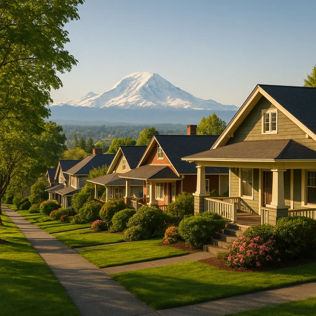 Sell my house fast in Pierce County WA - Tacoma residential neighborhood near Mount Rainier
